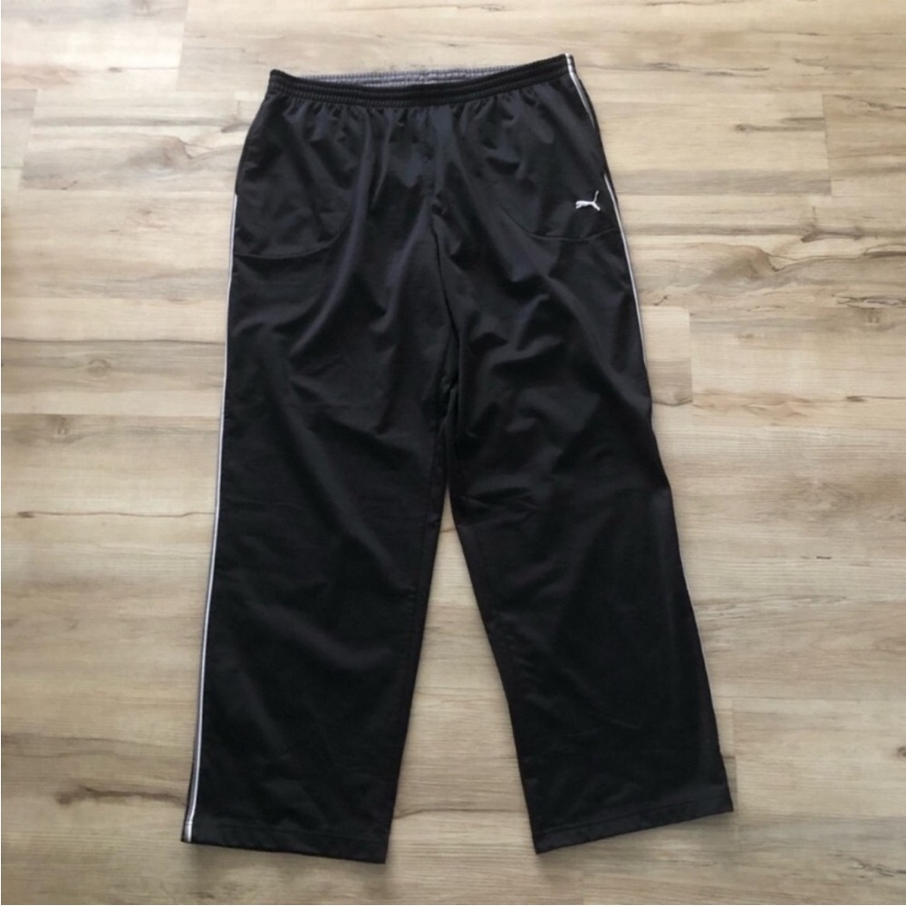 Puma Black Athletic Track Pants with Side Stripe